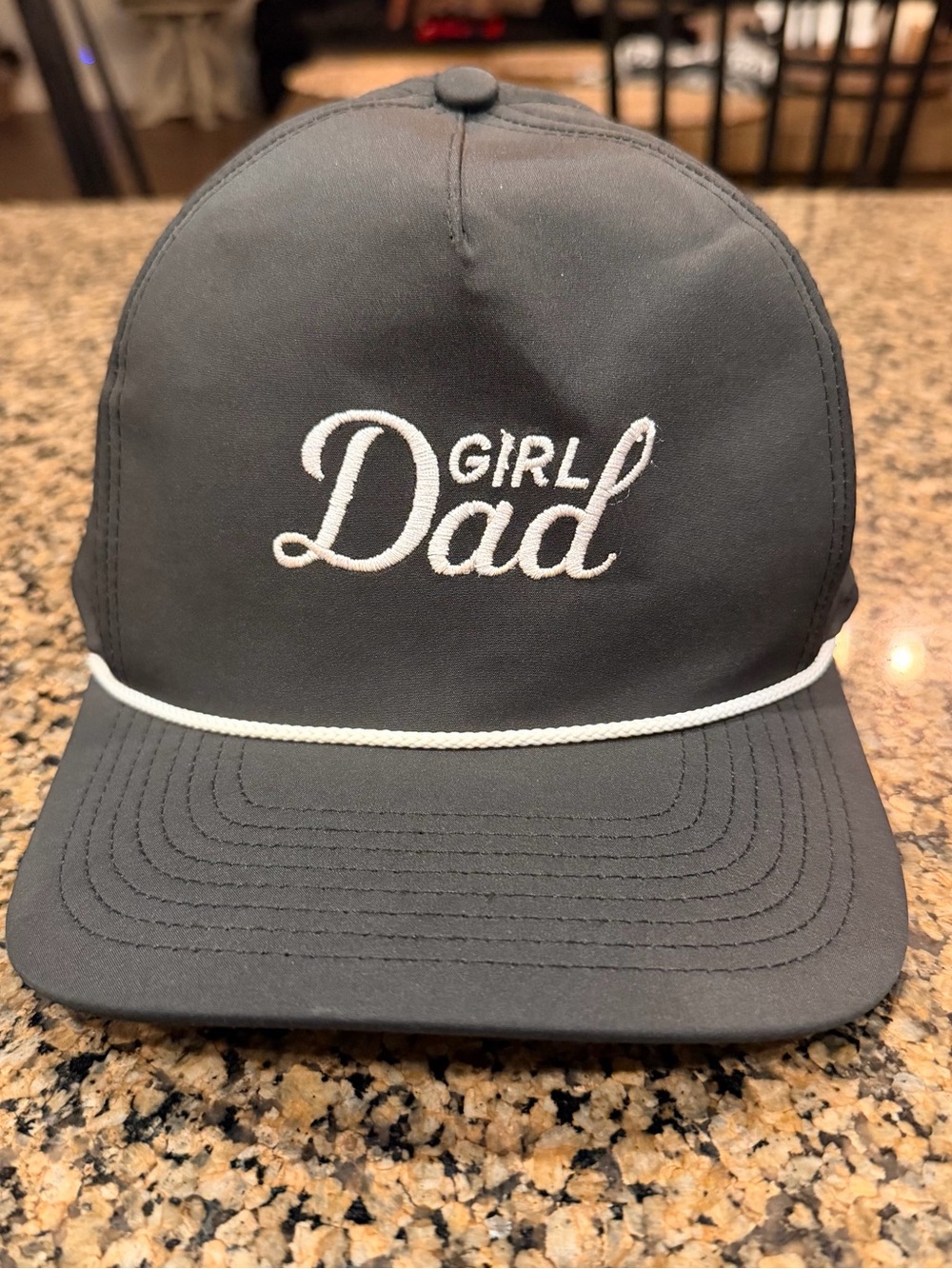 'Girl Dad' Embroidered Trucker Hat - Gray with White Rope